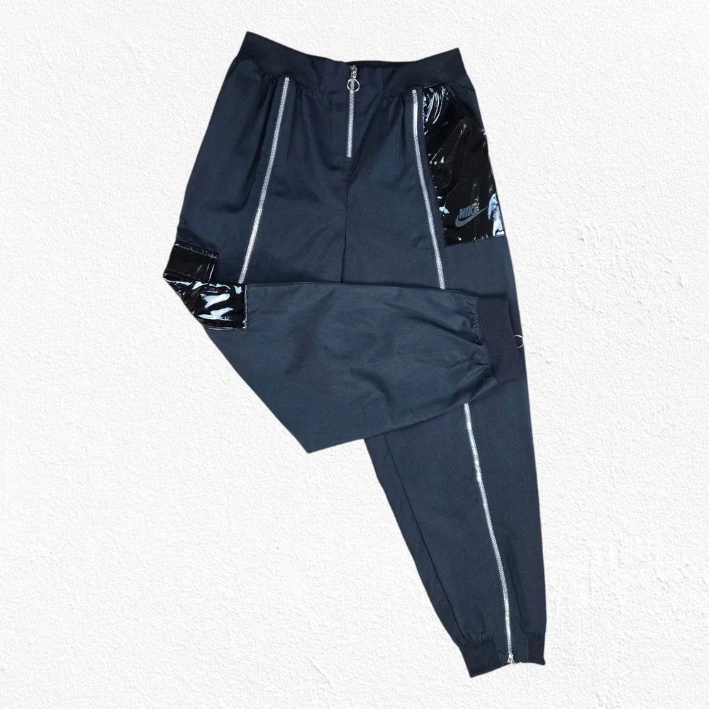 Nike Black Utility Full Leg Zippers Streetwear Jogger Track Pants Size Small
